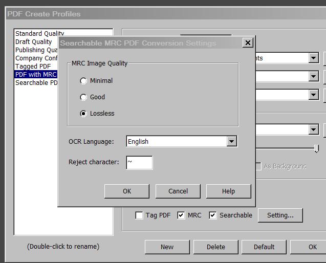 MRC settings to lossless